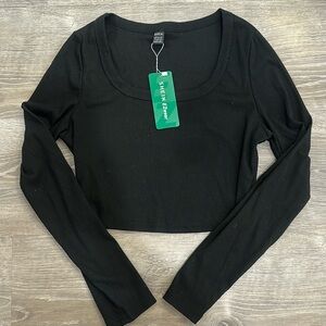 SHEIN crop black scoop neck